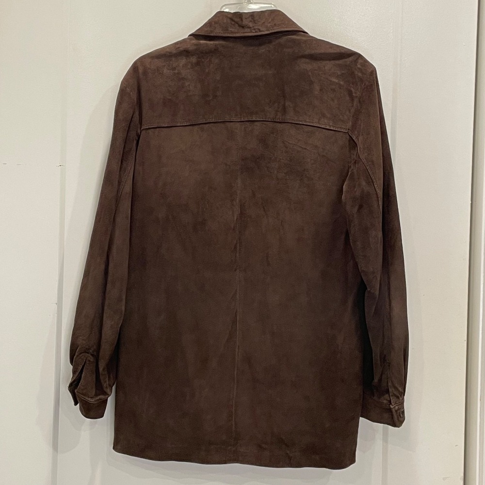 Boho Western Cowgirl Suede Leather Jacket Shirt Size M Brown Button Up - Picture 4 of 8